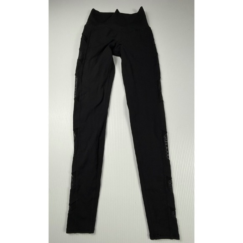 Alo Yoga Black High Waist Workout Leggings with Mesh Panels‎ XS